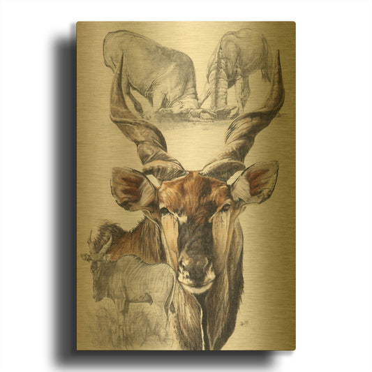 'Giant Eland' By Barbara Keith Gold Metal Wall Art