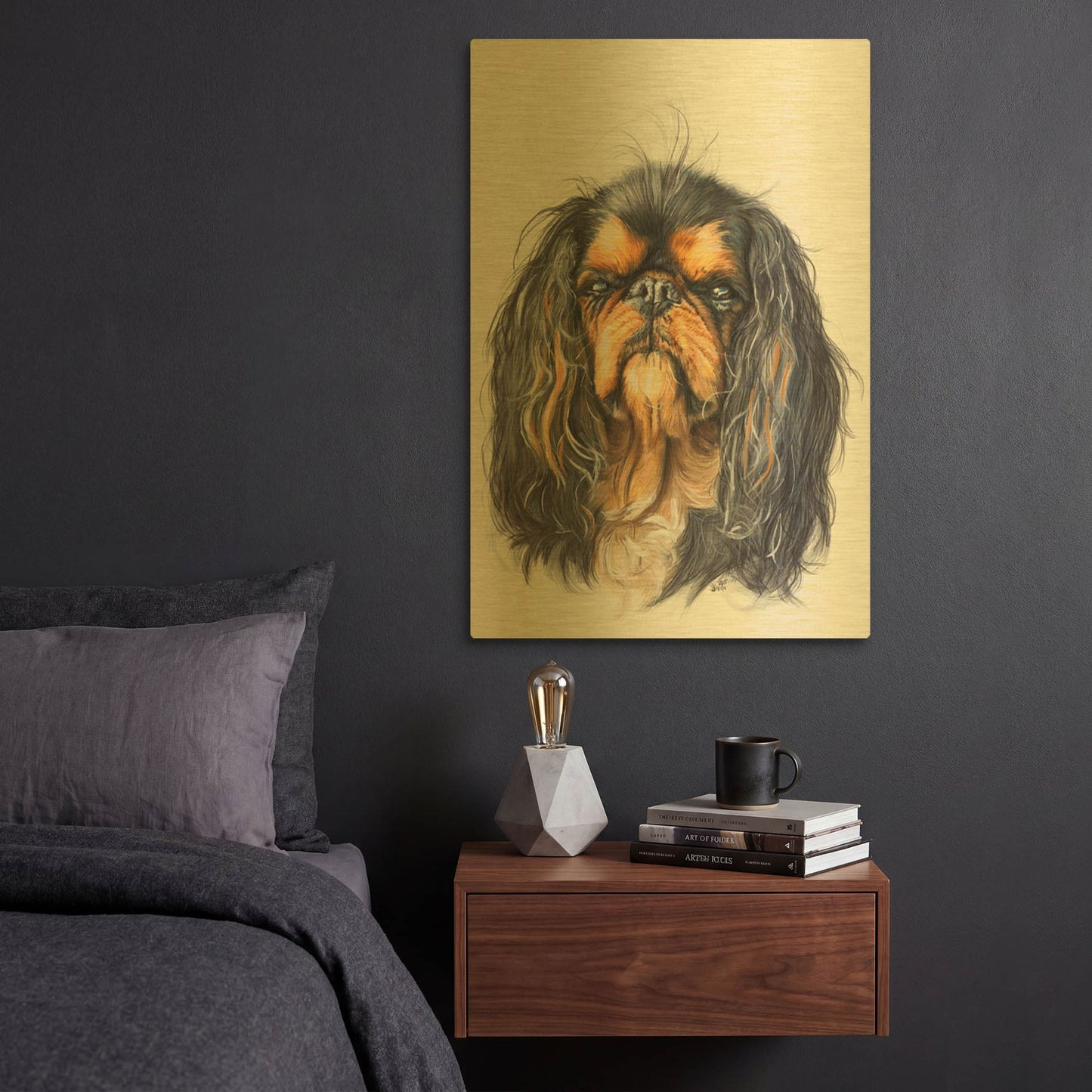 'King Charles Spaniel' By Barbara Keith Gold Metal Wall Art