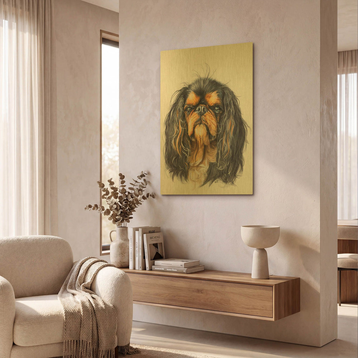 'King Charles Spaniel' By Barbara Keith Gold Metal Wall Art