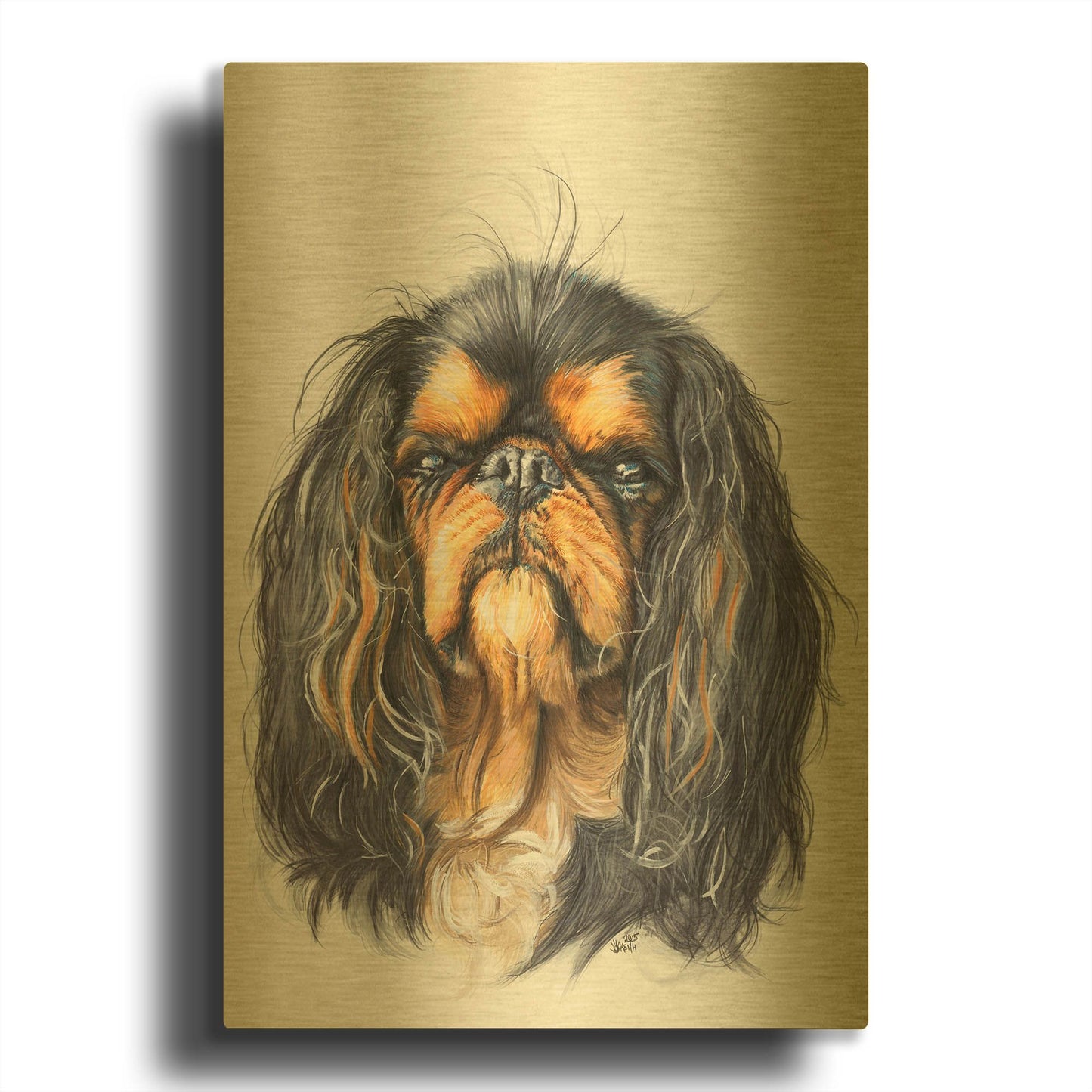 'King Charles Spaniel' By Barbara Keith Gold Metal Wall Art