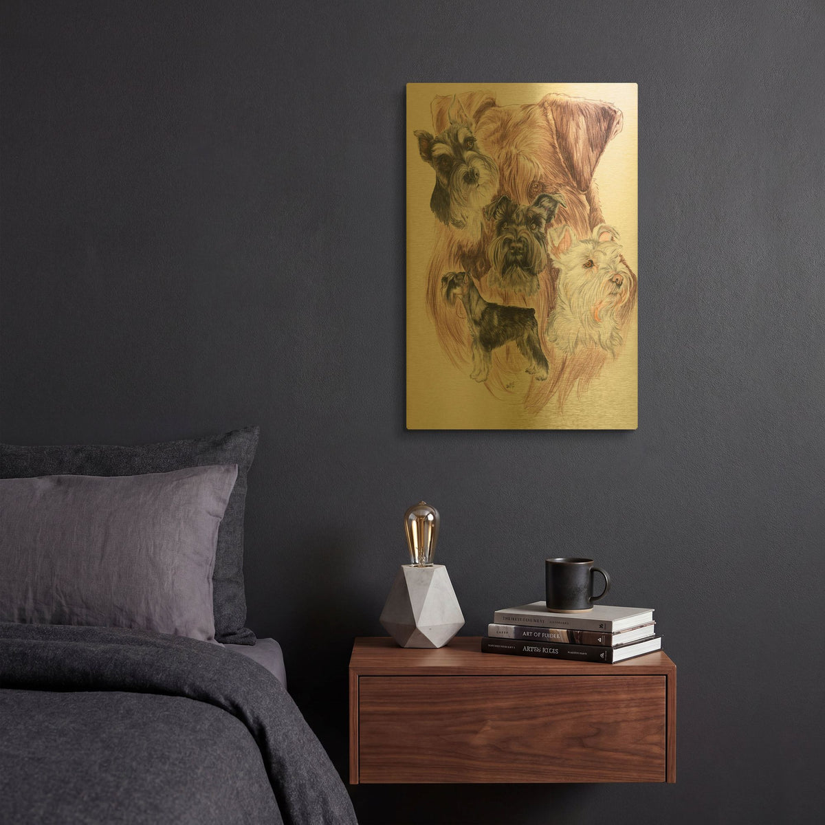 'Miniature Schnauzer' By Barbara Keith Gold Metal Wall Art