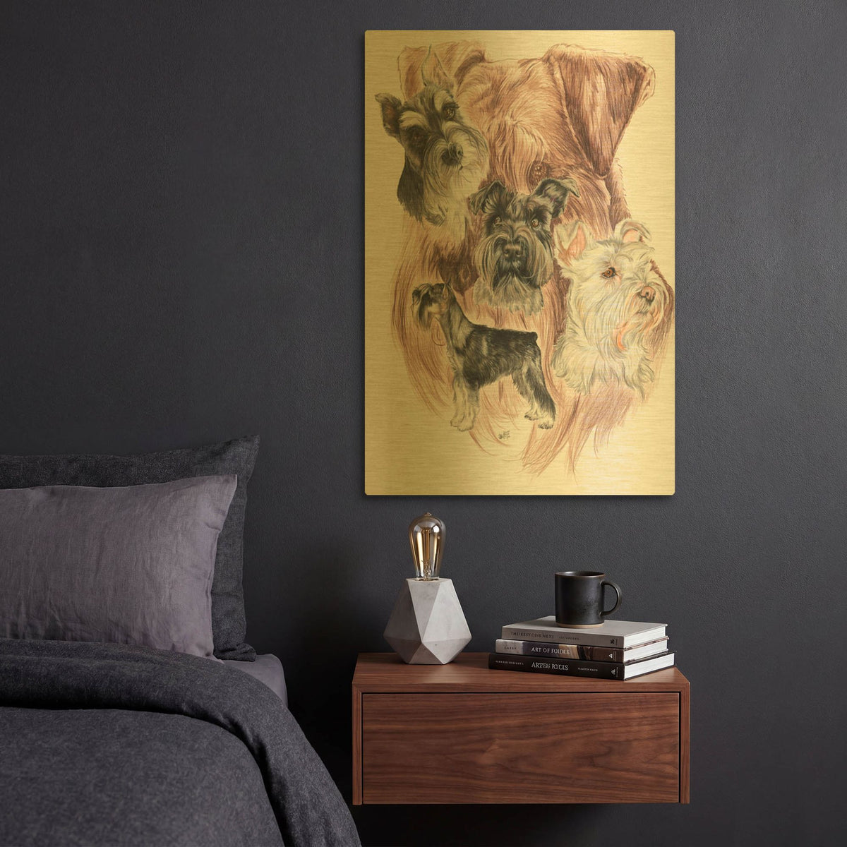 'Miniature Schnauzer' By Barbara Keith Gold Metal Wall Art