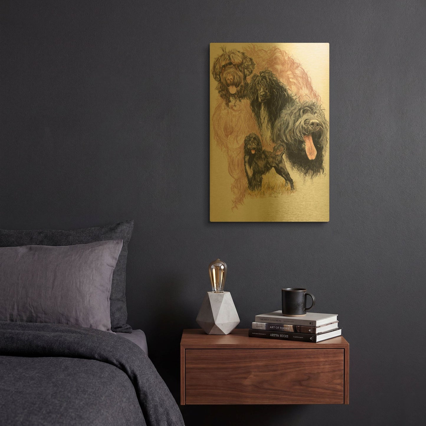 'Portuguese Water Dog' By Barbara Keith Gold Metal Wall Art