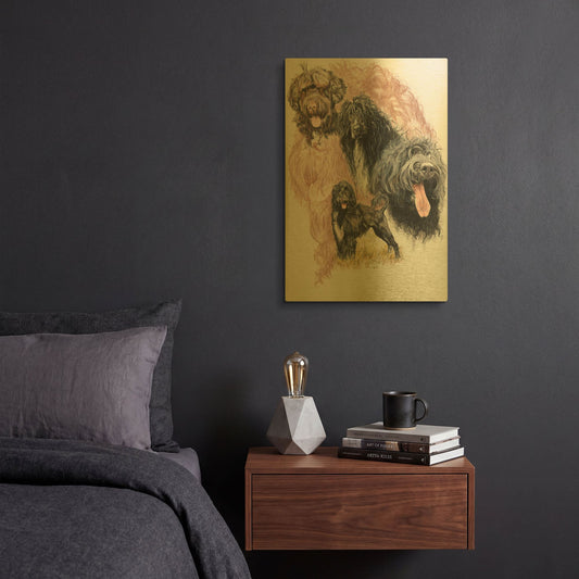 'Portuguese Water Dog' By Barbara Keith Gold Metal Wall Art