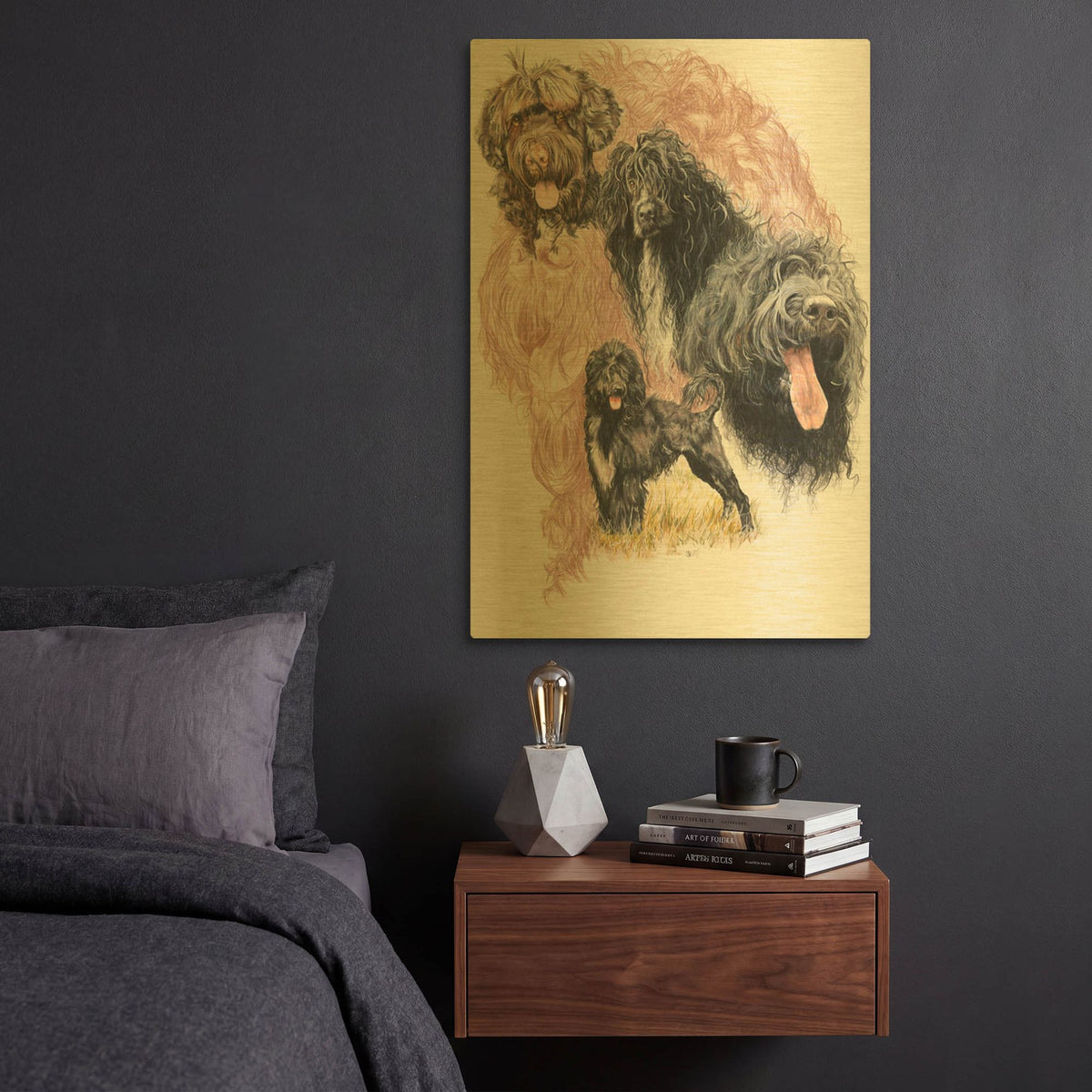 'Portuguese Water Dog' By Barbara Keith Gold Metal Wall Art