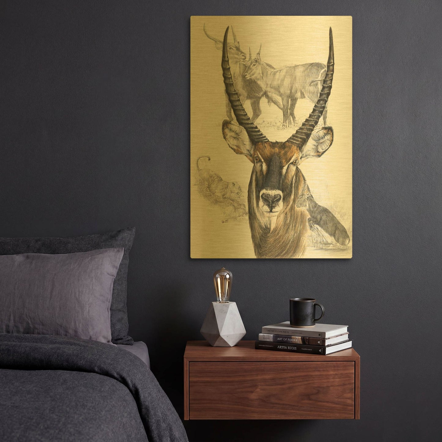 'Waterbuck' By Barbara Keith Gold Metal Wall Art