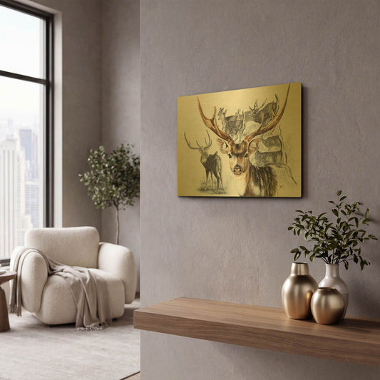 'Axis Deer' By Barbara Keith Gold Metal Wall Art