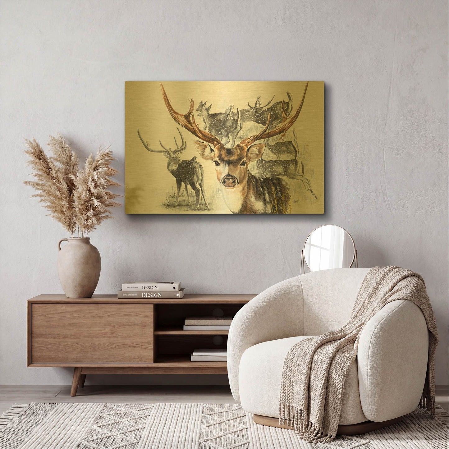 'Axis Deer' By Barbara Keith Gold Metal Wall Art