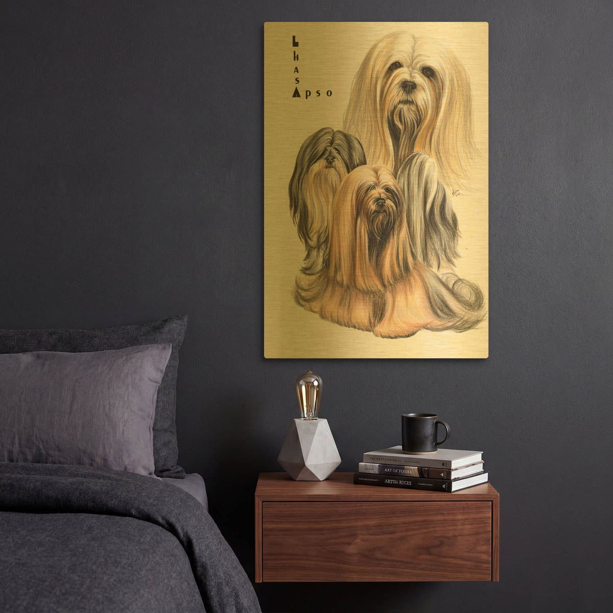 'Lhasa Apso' By Barbara Keith Gold Metal Wall Art