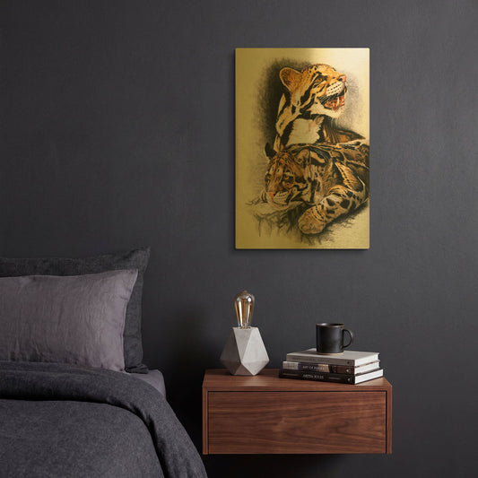 'Neofelis Nebulosa' By Barbara Keith Gold Metal Wall Art