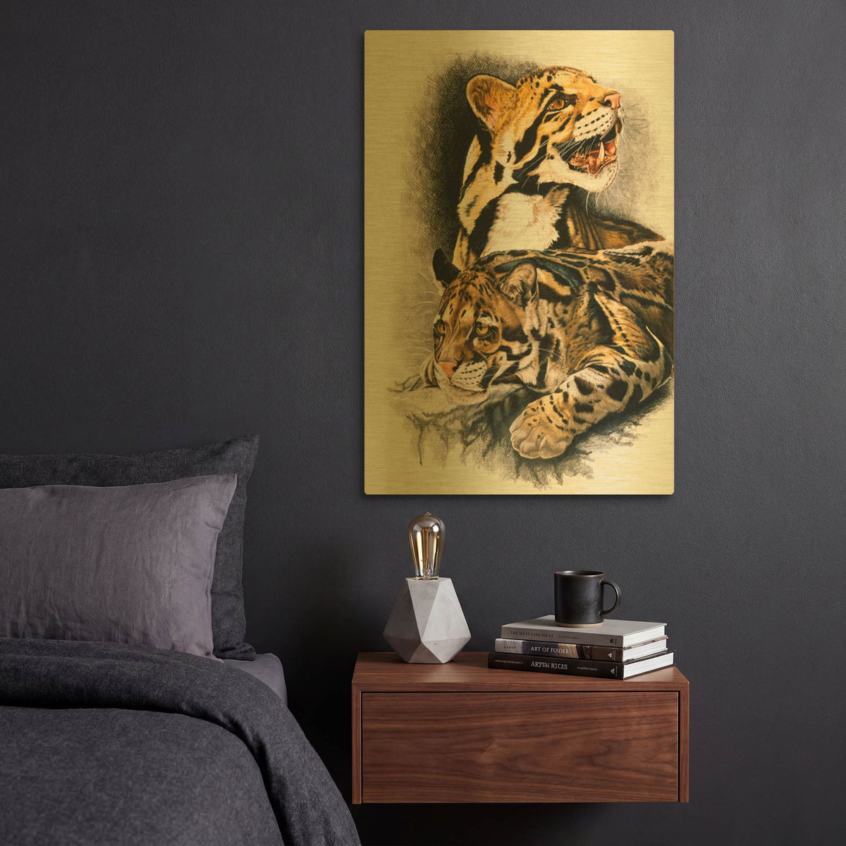 'Neofelis Nebulosa' By Barbara Keith Gold Metal Wall Art