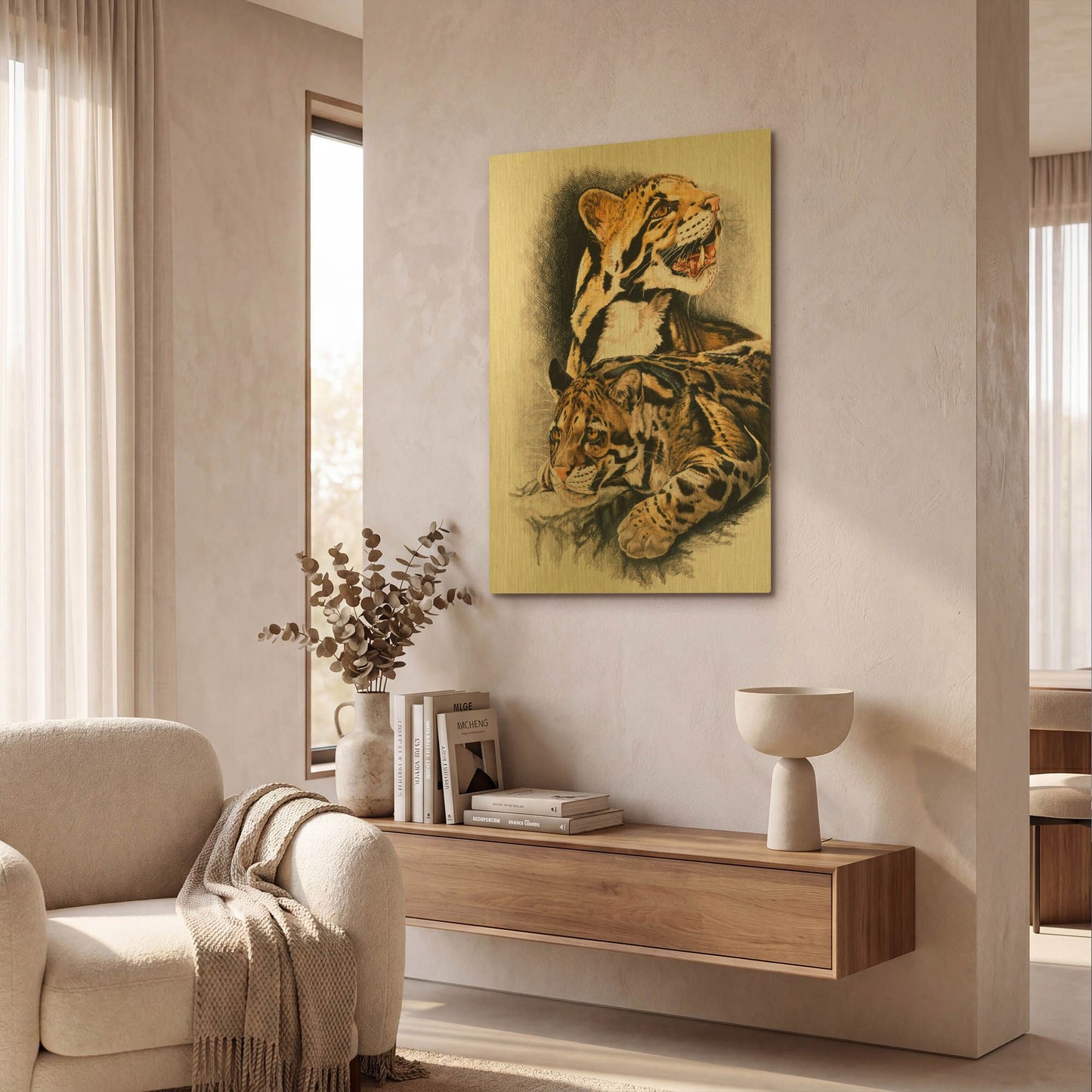 'Neofelis Nebulosa' By Barbara Keith Gold Metal Wall Art