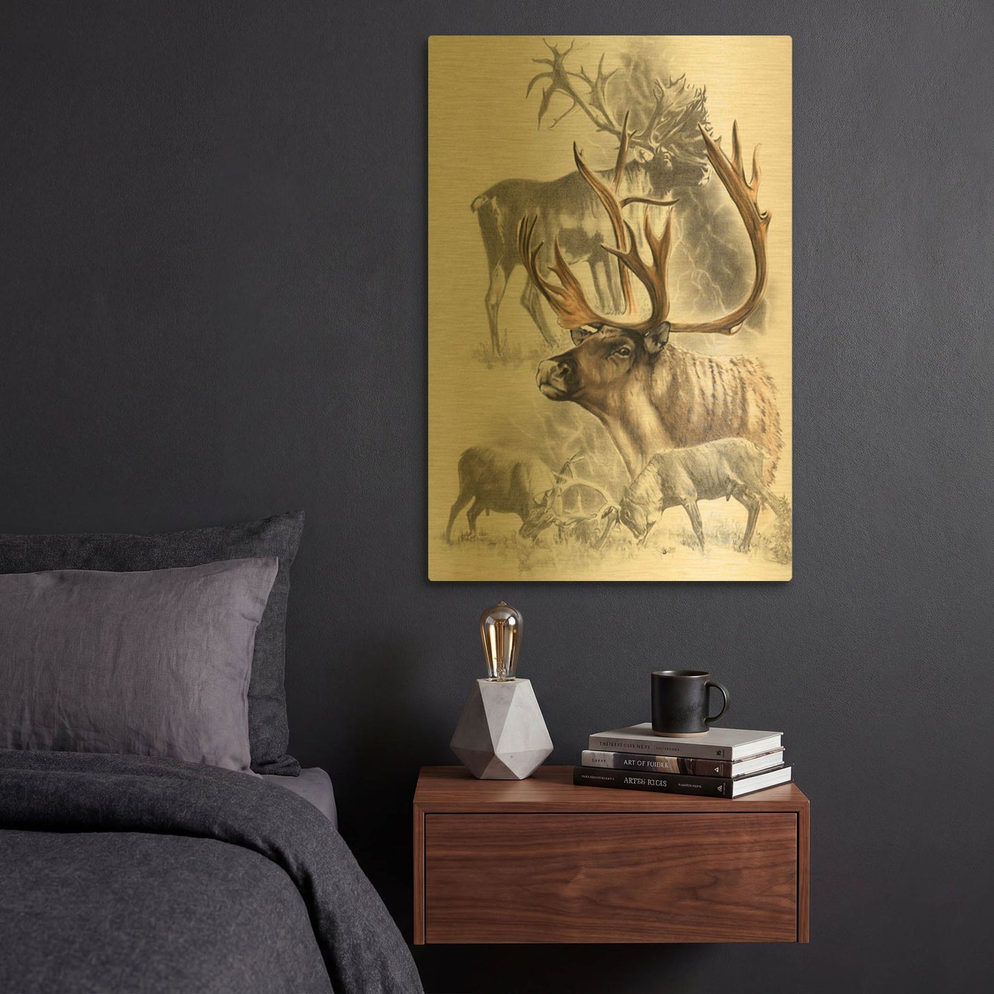 'Caribou' By Barbara Keith Gold Metal Wall Art