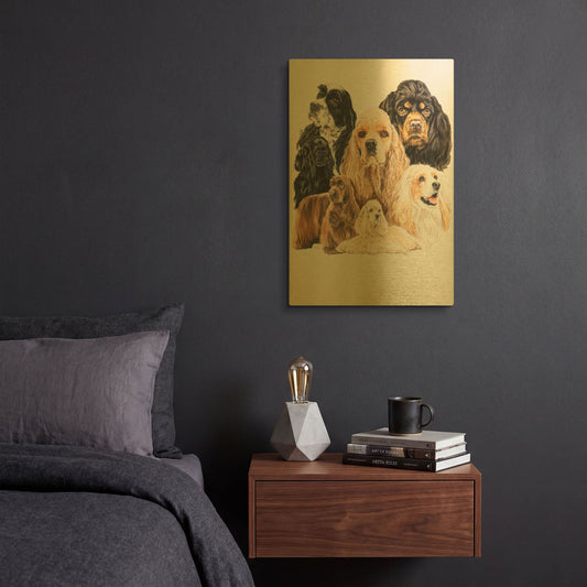 'Cocker Spaniel' By Barbara Keith Gold Metal Wall Art