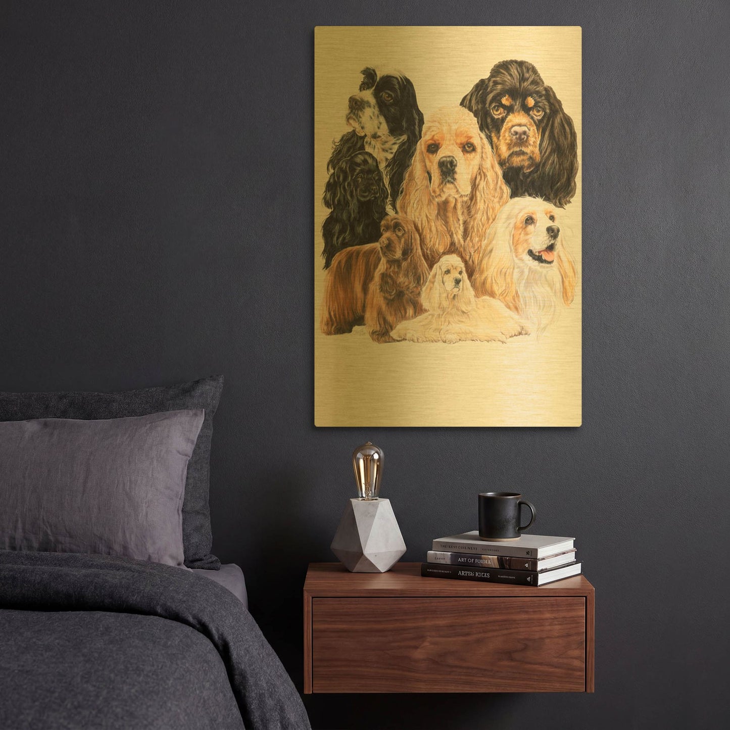 'Cocker Spaniel' By Barbara Keith Gold Metal Wall Art