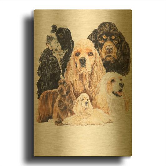 'Cocker Spaniel' By Barbara Keith Gold Metal Wall Art