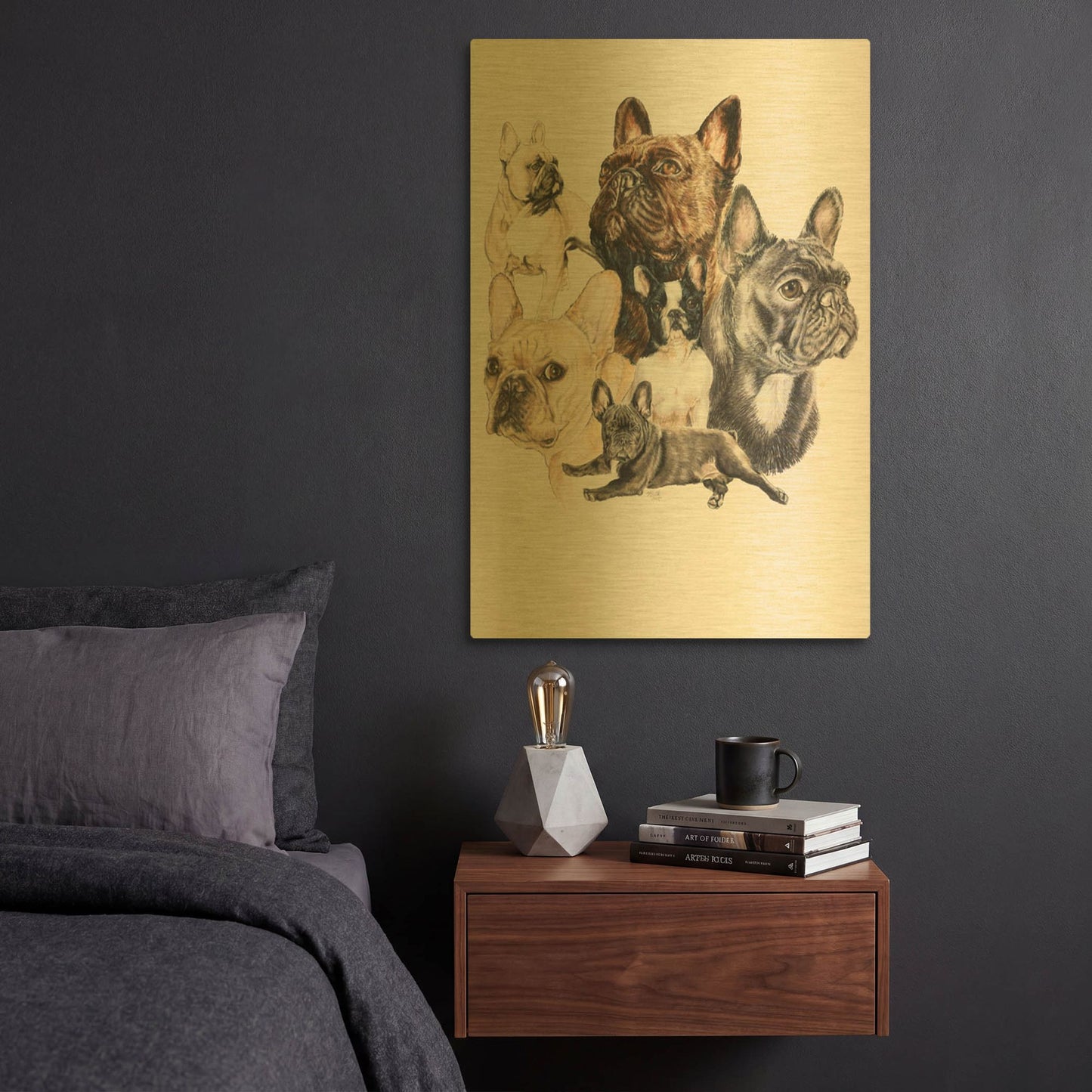 'French Bulldog 2' By Barbara Keith Gold Metal Wall Art