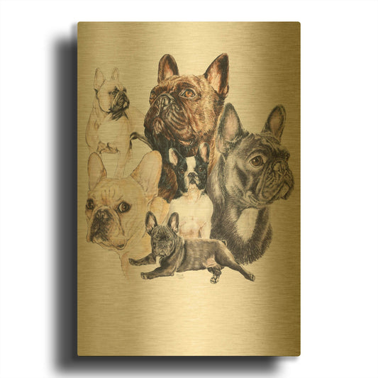 'French Bulldog 2' By Barbara Keith Gold Metal Wall Art