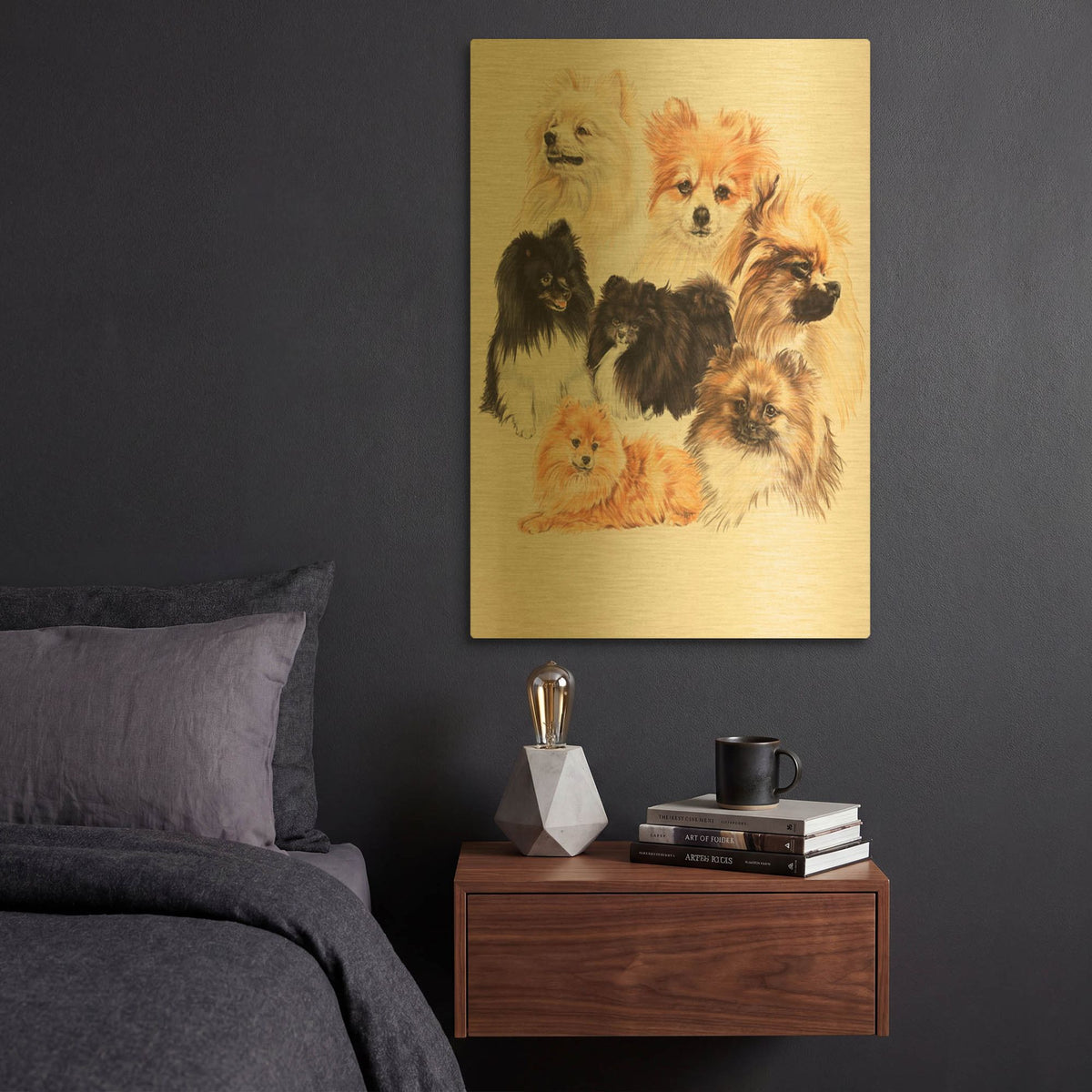 'Pomeraneian' By Barbara Keith Gold Metal Wall Art
