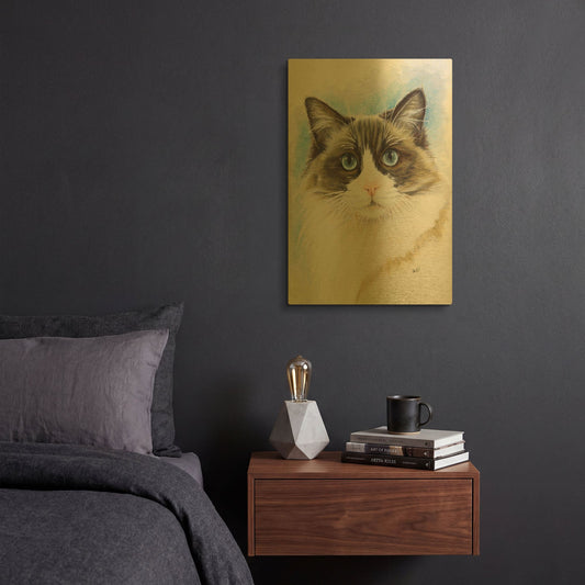 'Ragdoll 2' By Barbara Keith Gold Metal Wall Art