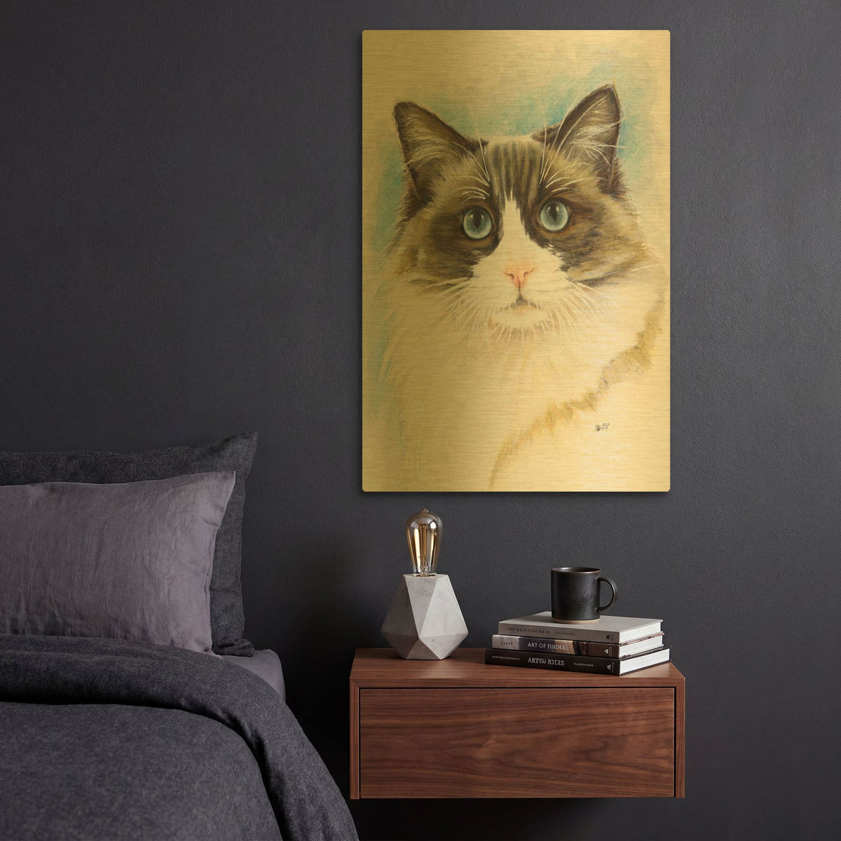 'Ragdoll 2' By Barbara Keith Gold Metal Wall Art