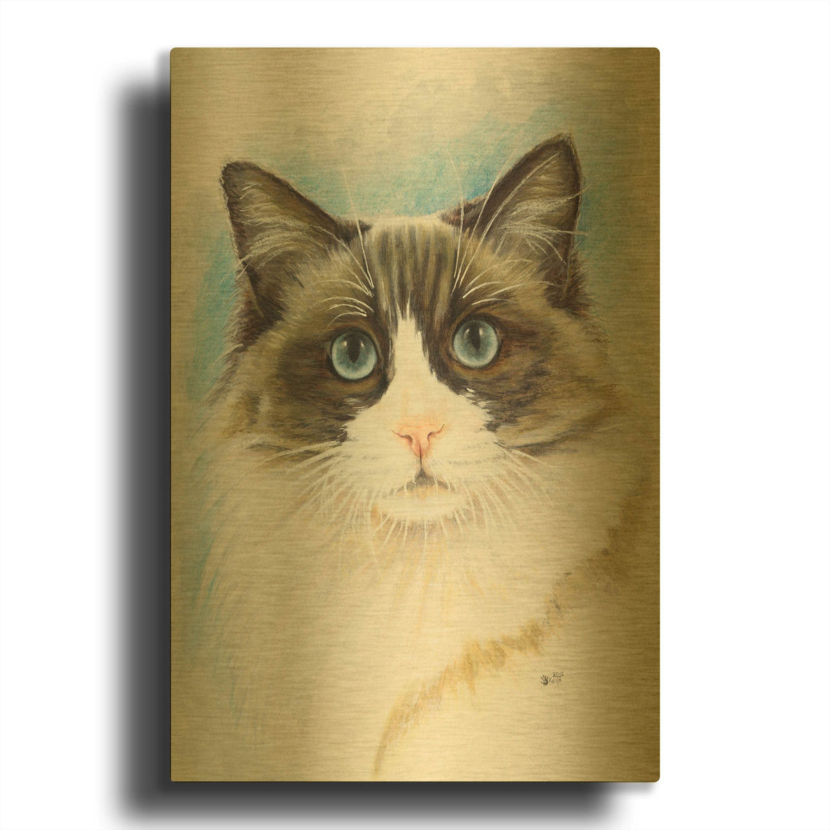 'Ragdoll 2' By Barbara Keith Gold Metal Wall Art