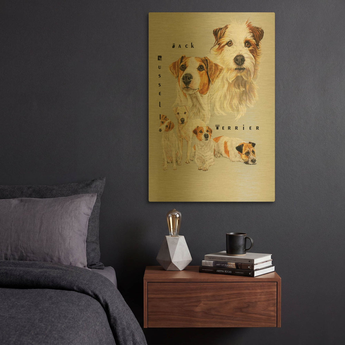 'Jack Russell Terrier' By Barbara Keith Gold Metal Wall Art