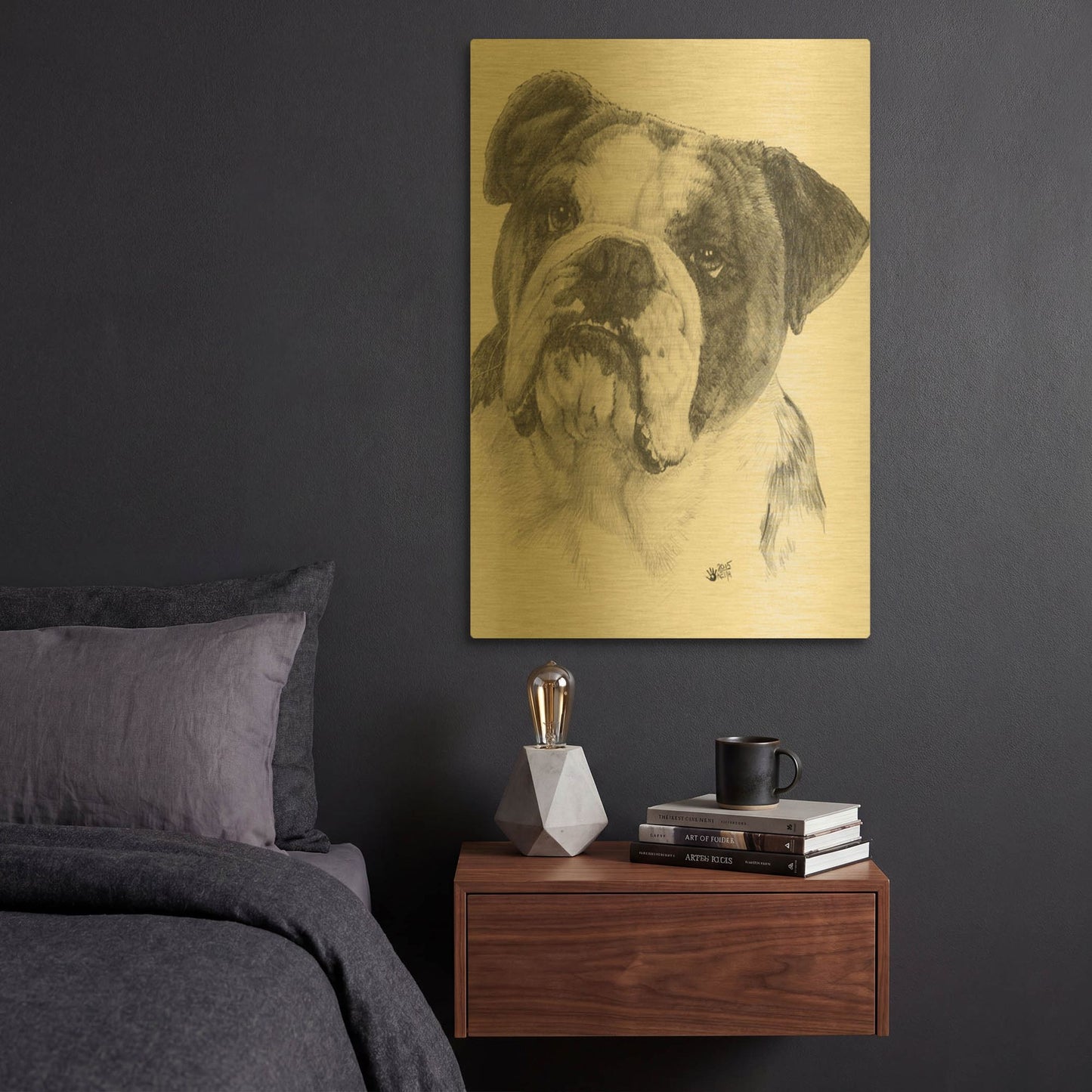 'American Bulldog' By Barbara Keith Gold Metal Wall Art
