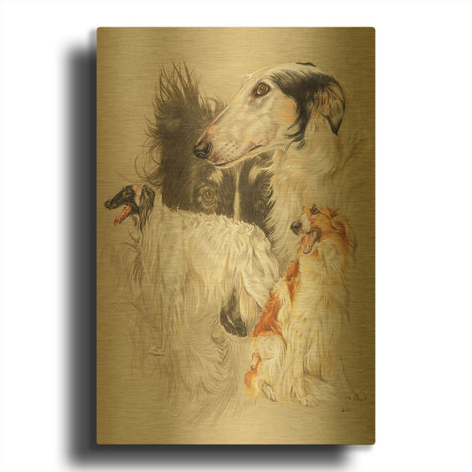 'Borzoi 2' By Barbara Keith Gold Metal Wall Art