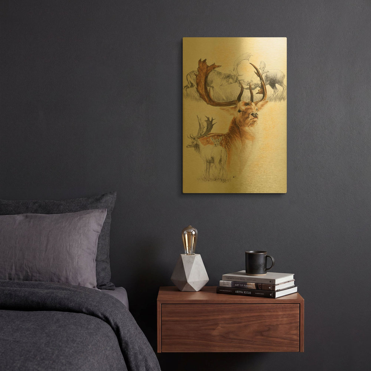 'Fallow Deer' By Barbara Keith Gold Metal Wall Art