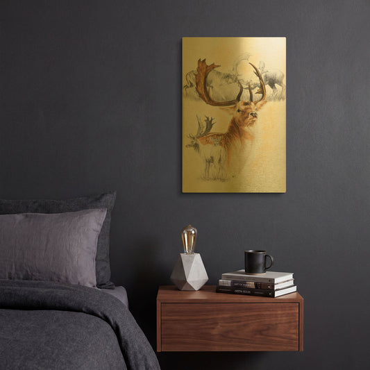 'Fallow Deer' By Barbara Keith Gold Metal Wall Art