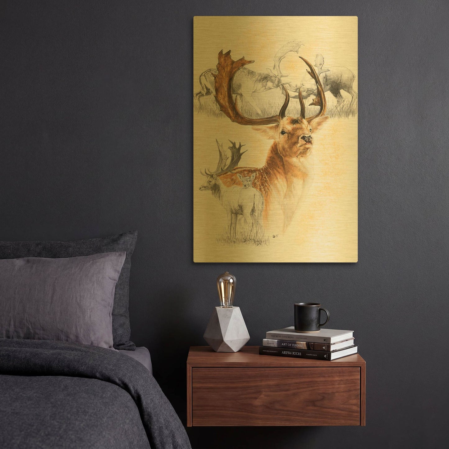 'Fallow Deer' By Barbara Keith Gold Metal Wall Art