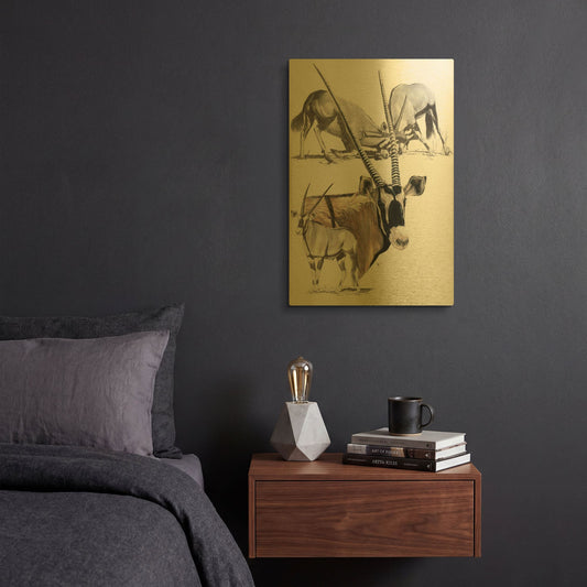 'Gemsbok' By Barbara Keith Gold Metal Wall Art