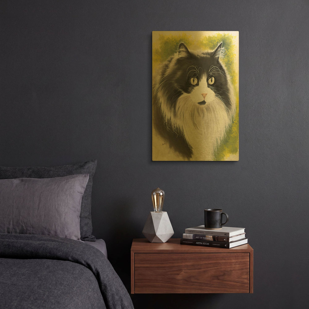 'Maine Coon 2' By Barbara Keith Gold Metal Wall Art