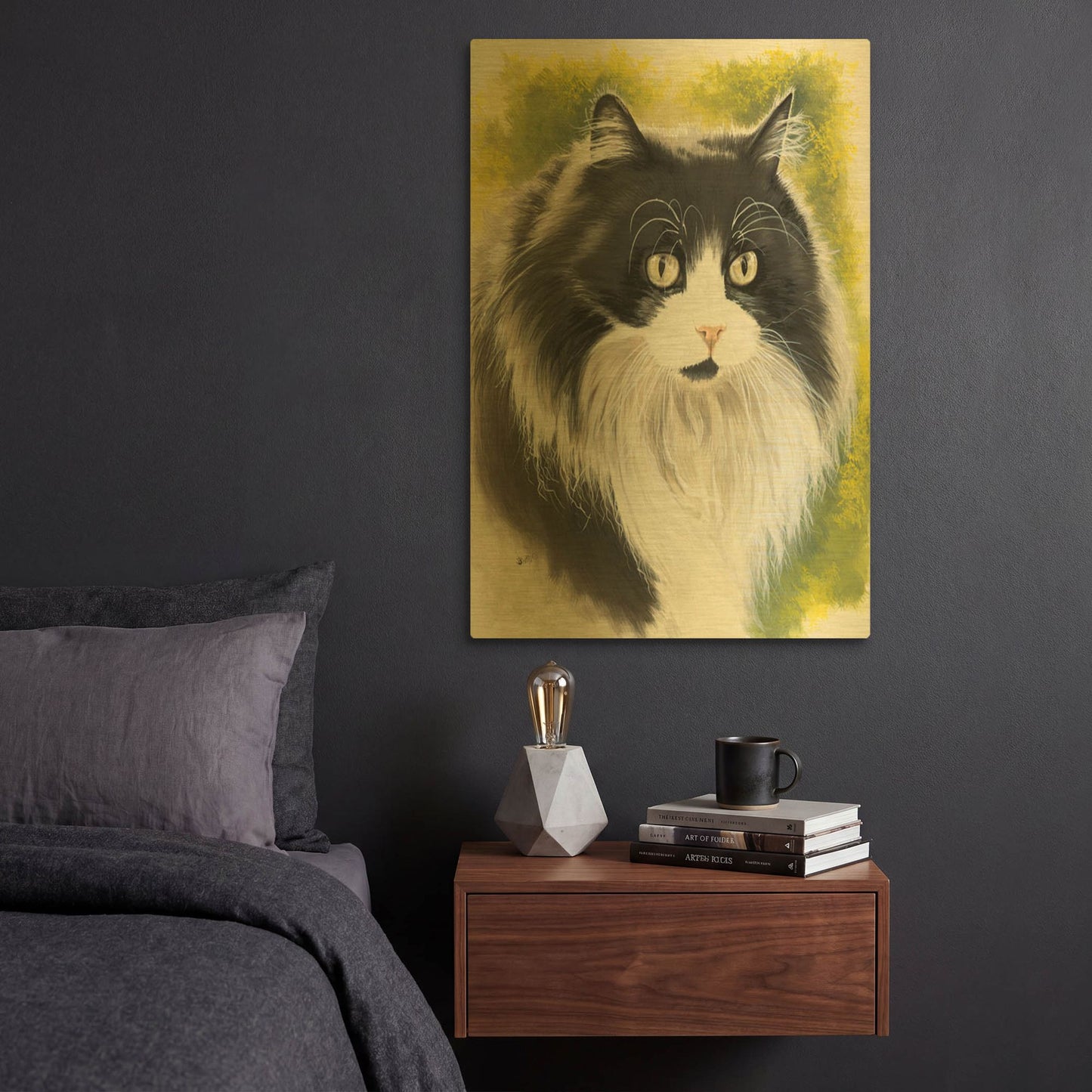 'Maine Coon 2' By Barbara Keith Gold Metal Wall Art