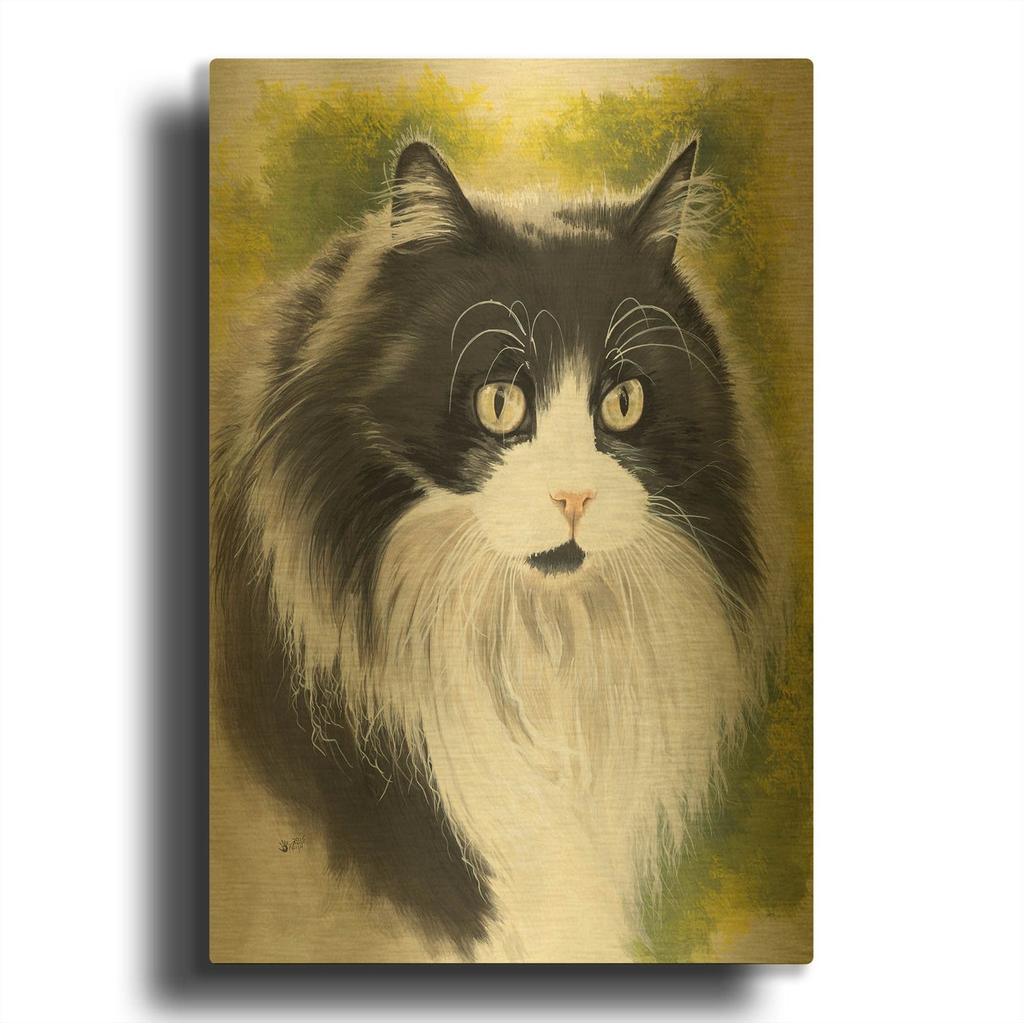 'Maine Coon 2' By Barbara Keith Gold Metal Wall Art