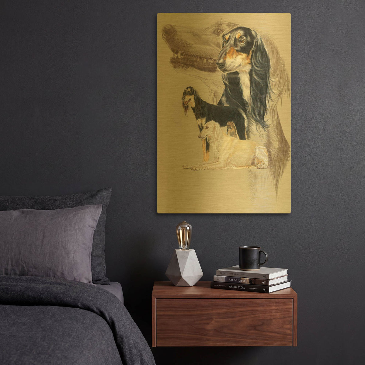 'Saluki' By Barbara Keith Gold Metal Wall Art