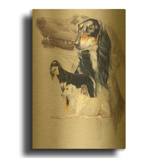 'Saluki' By Barbara Keith Gold Metal Wall Art