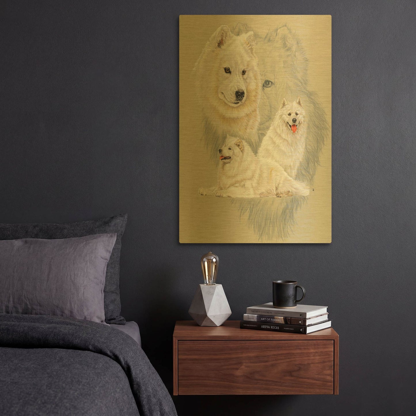 'Samoyed' By Barbara Keith Gold Metal Wall Art