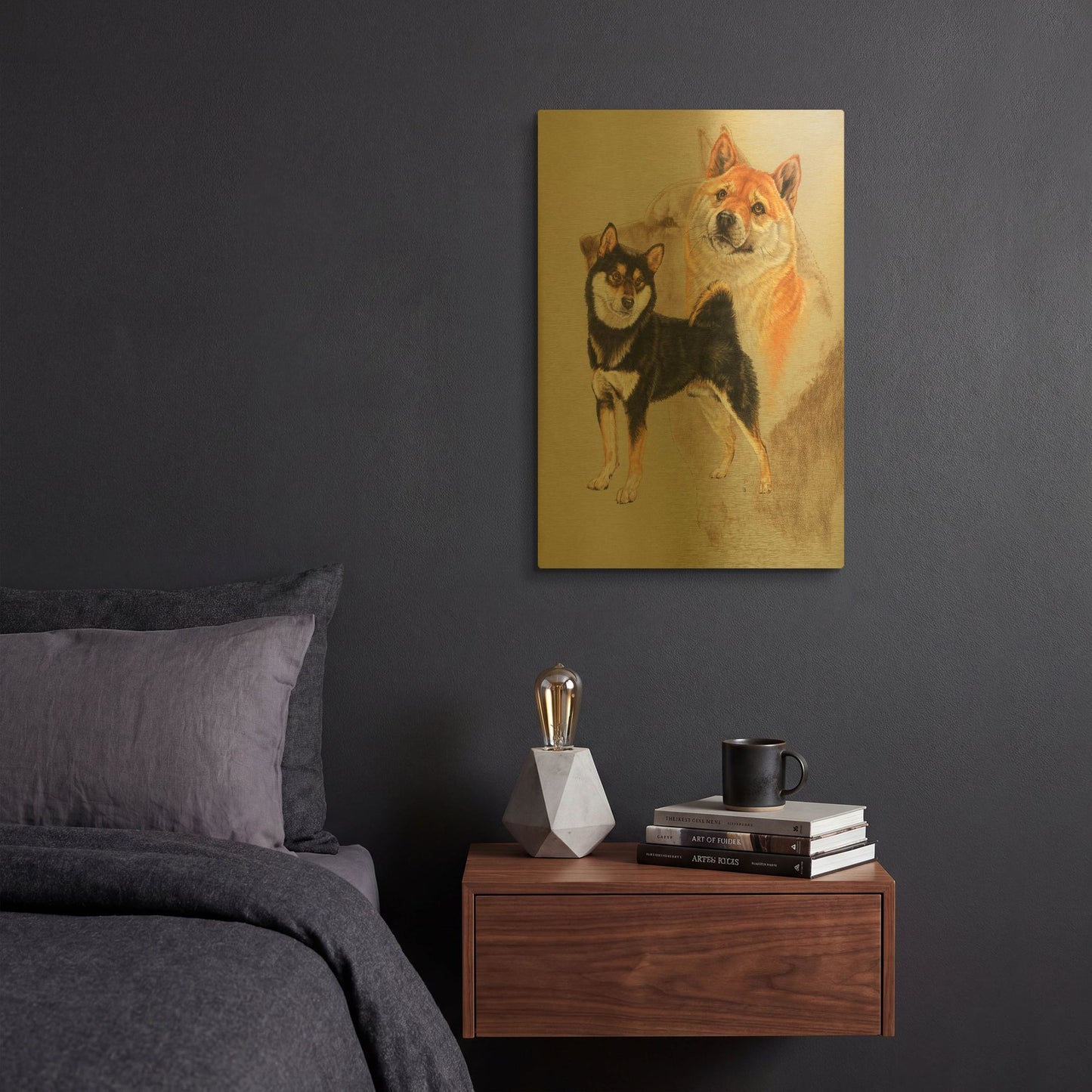 'Sheba Inu' By Barbara Keith Gold Metal Wall Art