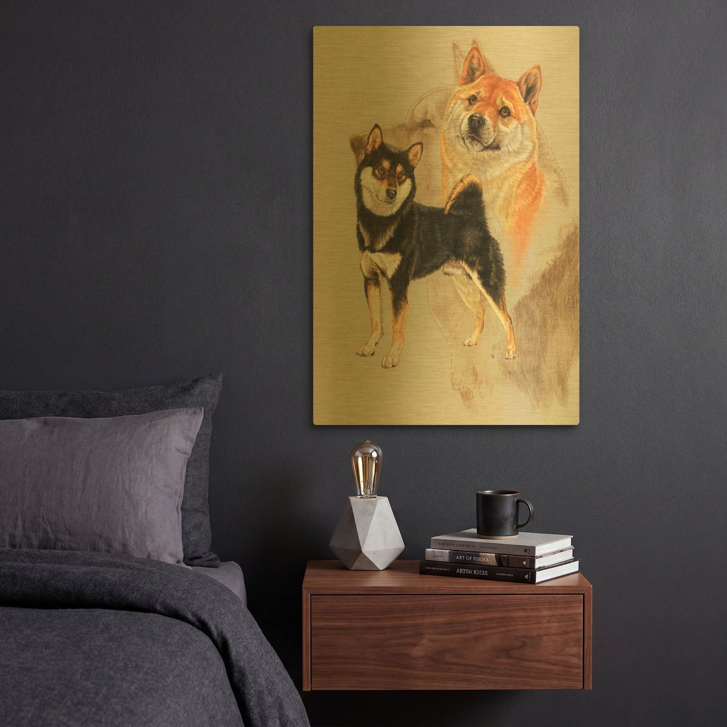 'Sheba Inu' By Barbara Keith Gold Metal Wall Art