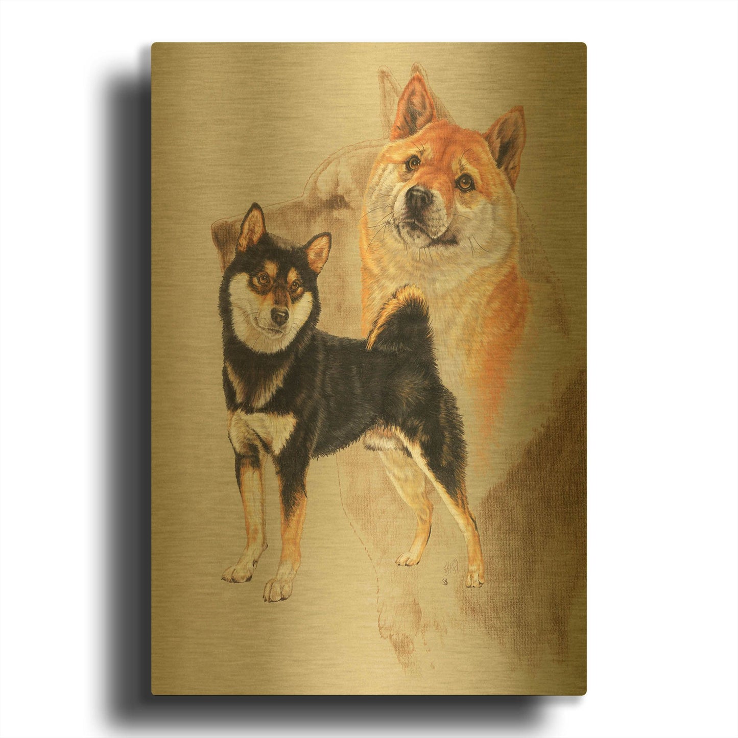 'Sheba Inu' By Barbara Keith Gold Metal Wall Art