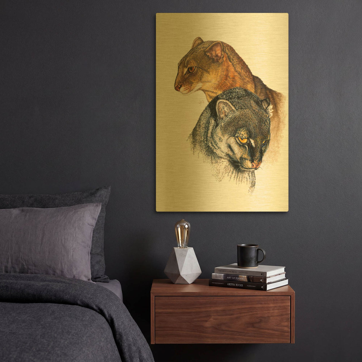 'Jaguarundi' By Barbara Keith Gold Metal Wall Art