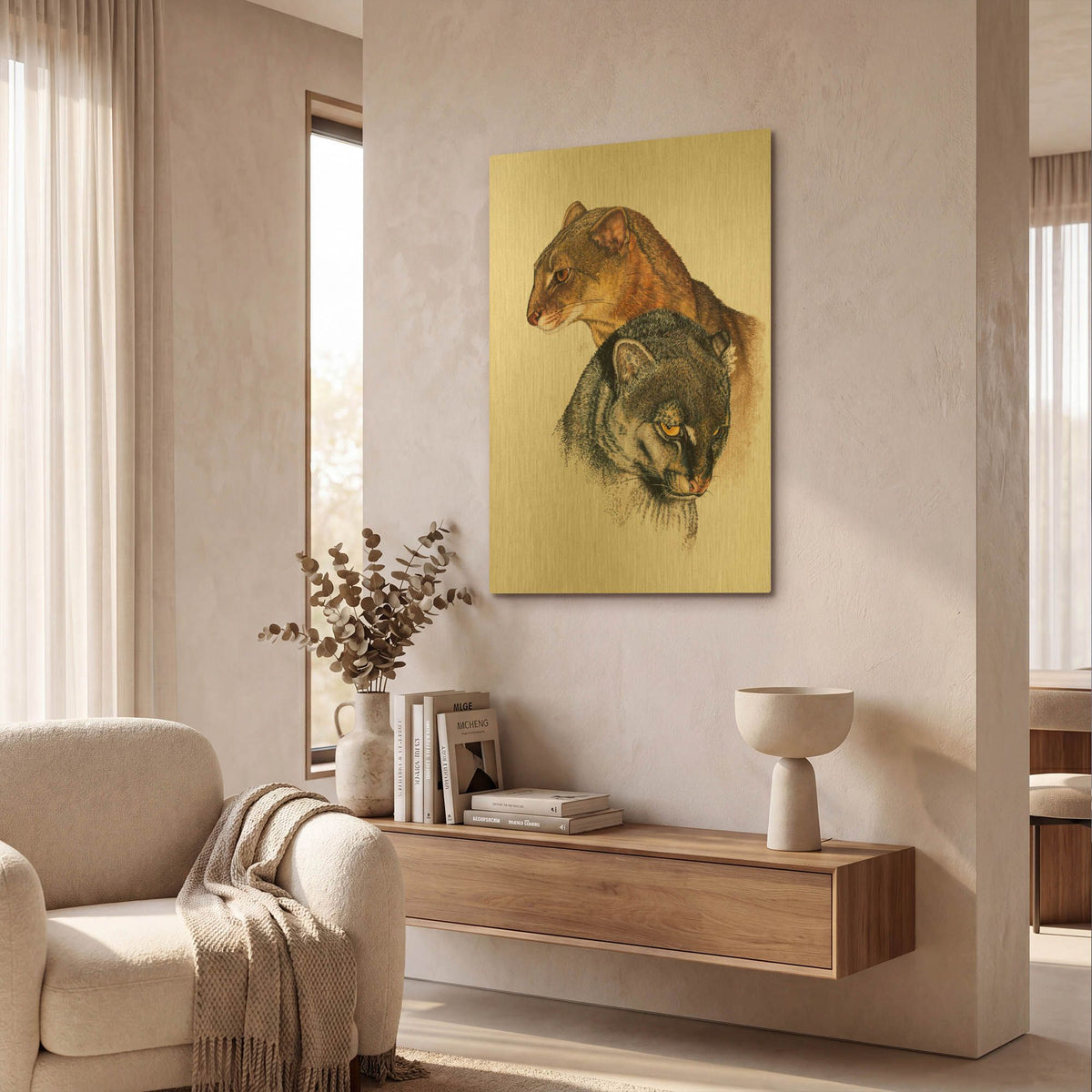 'Jaguarundi' By Barbara Keith Gold Metal Wall Art