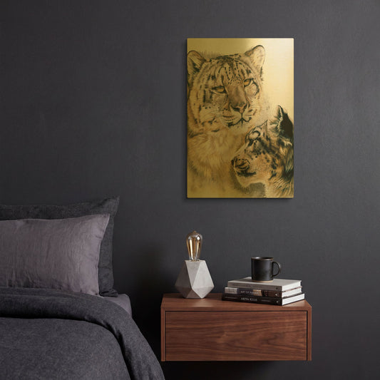 'Panthera Uncia' By Barbara Keith Gold Metal Wall Art