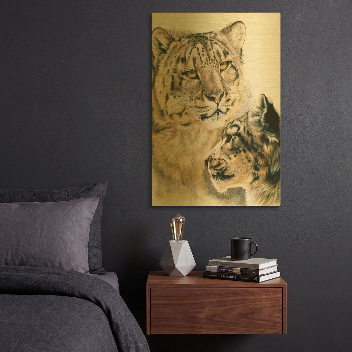 'Panthera Uncia' By Barbara Keith Gold Metal Wall Art