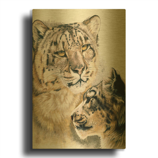 'Panthera Uncia' By Barbara Keith Gold Metal Wall Art