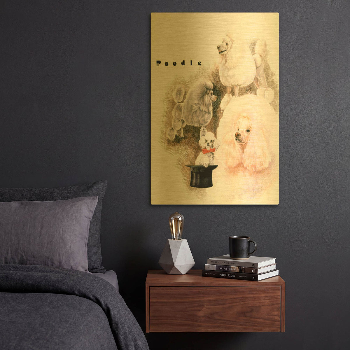 'Poodle 2' By Barbara Keith Gold Metal Wall Art