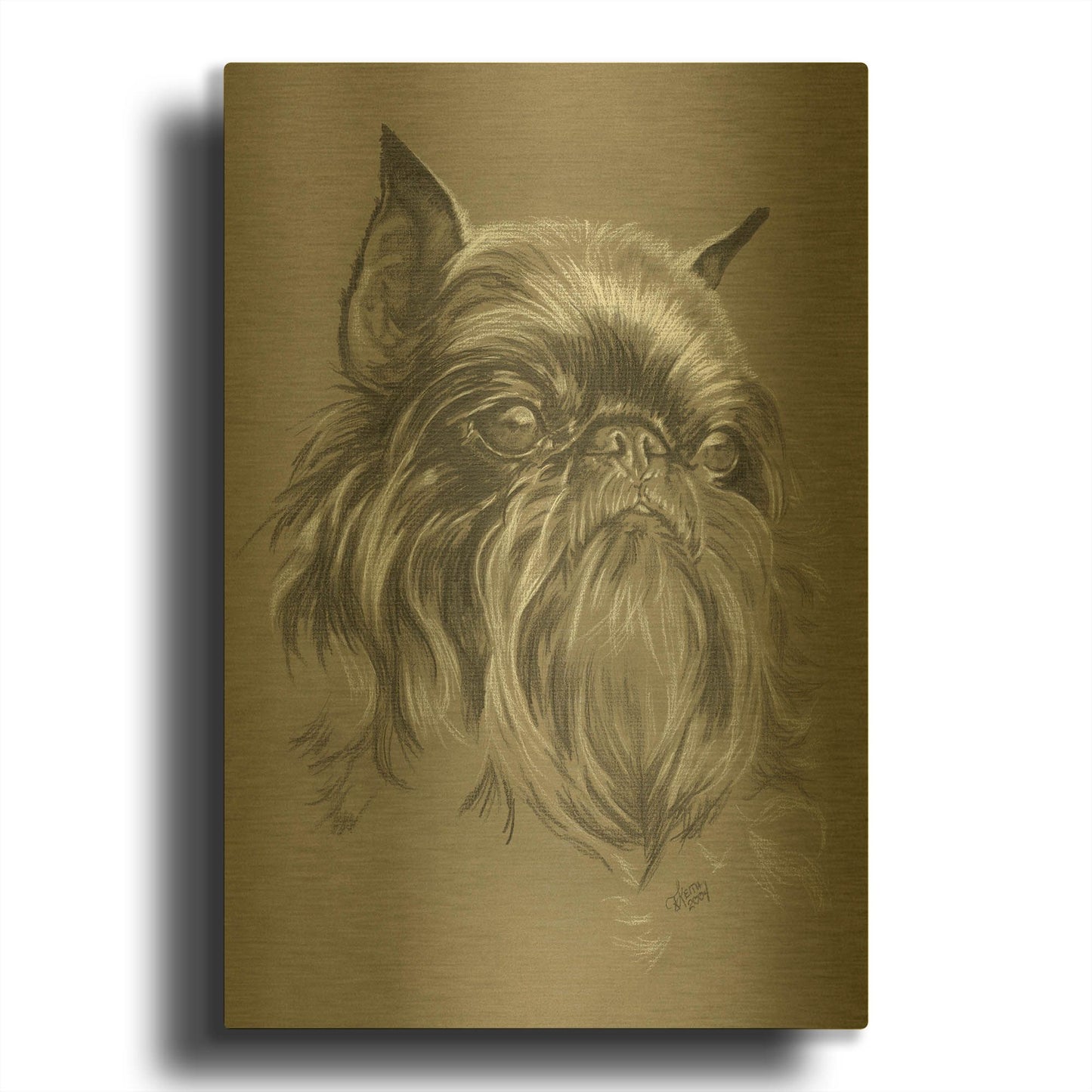 'Brussels Griffon 2' By Barbara Keith Gold Metal Wall Art