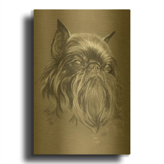 'Brussels Griffon 2' By Barbara Keith Gold Metal Wall Art